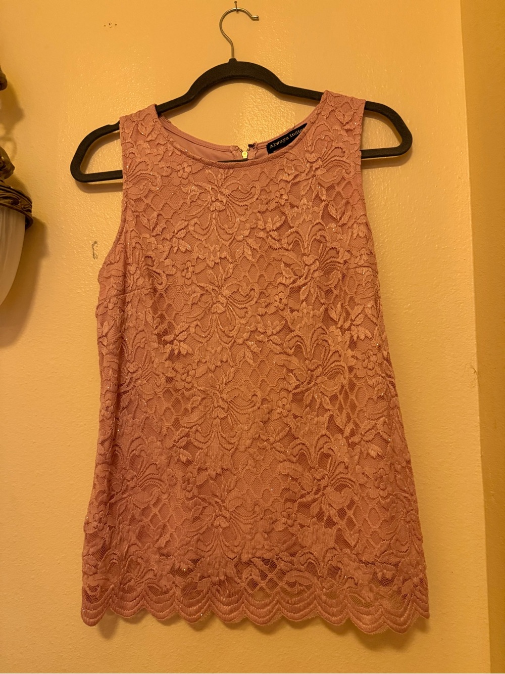 Lace Overlay Sleeveless Camisole in Dusty Rose